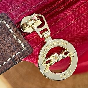 Longchamp Le Pliage Red Medium Shoulder Bag Authentic